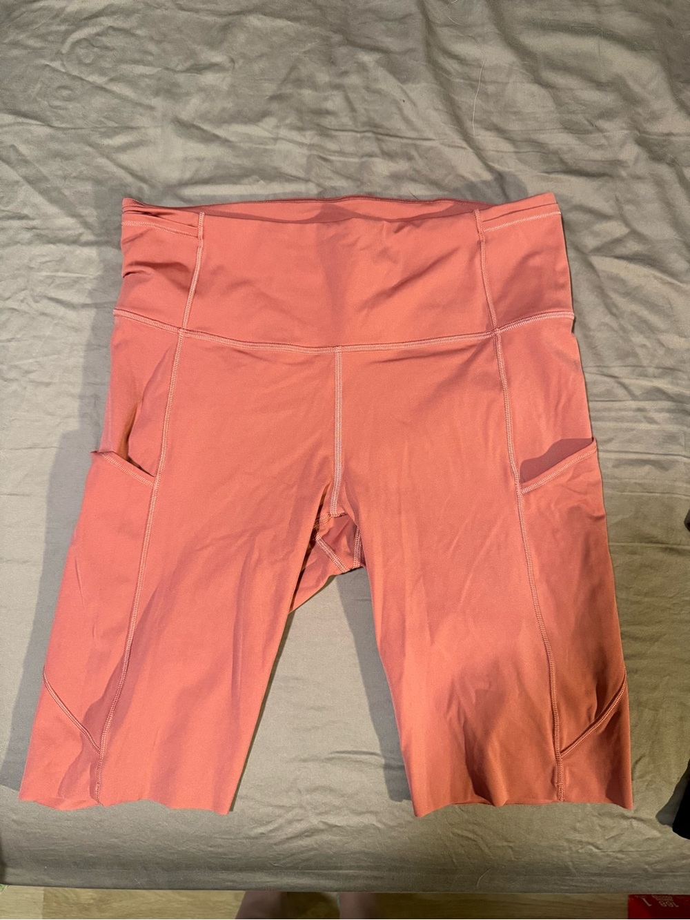 Lululemon women’s high waisted biker shorts salmon color